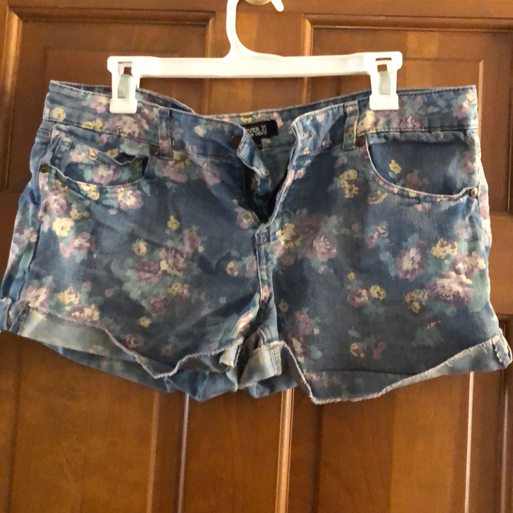 Floral jean shorts
